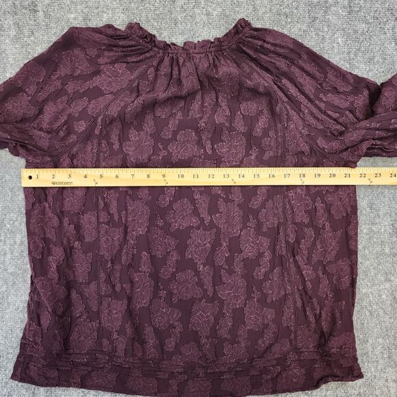 J Jill Top Womens Medium Purple Ventana Jacquard Popover Blouse Casual Boho Chic - Picture 4 of 15